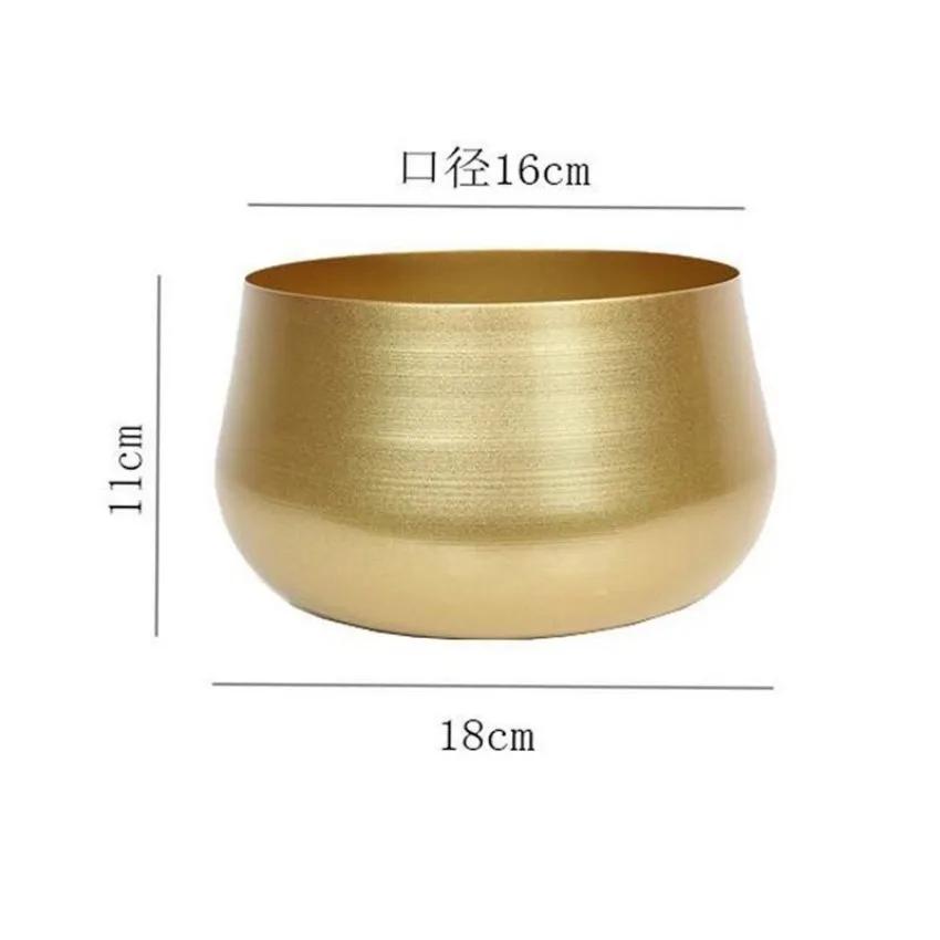 1Pc Modern Metal Crafts Pot Short Hgih Mouth Flower Pot Plant Pot Vase Planter Sturdy Luxury Planter Container for Garden House