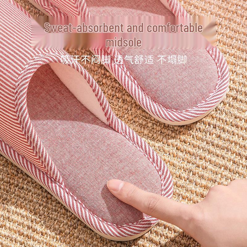 Women's Cotton Linen Non-Slip Home Slippers - All-Season Indoor/Outdoor Use