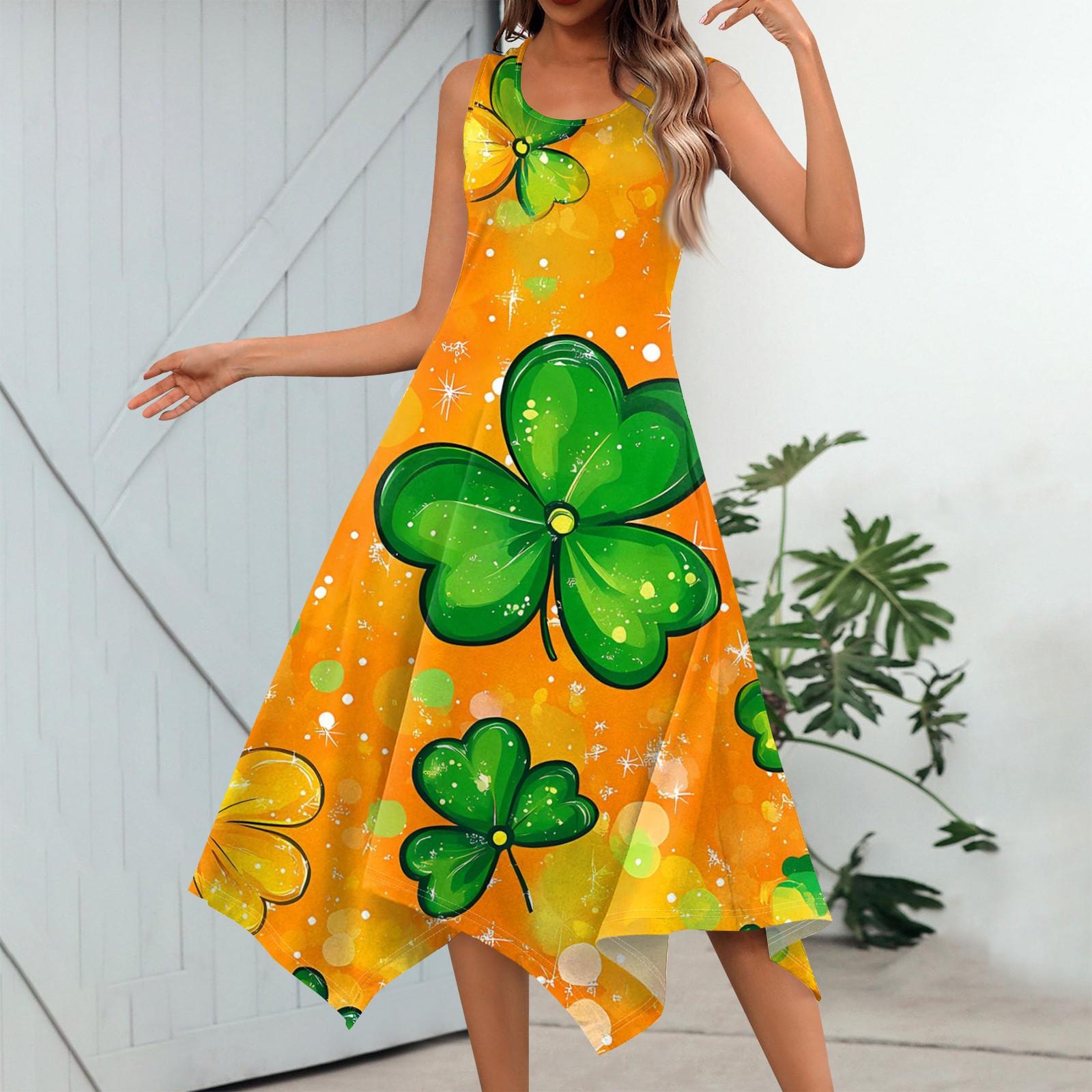 

Жіноча повсякденна модна сукня міді без рукавів із нерівним подолом і круглим вирізом M помаранчевий