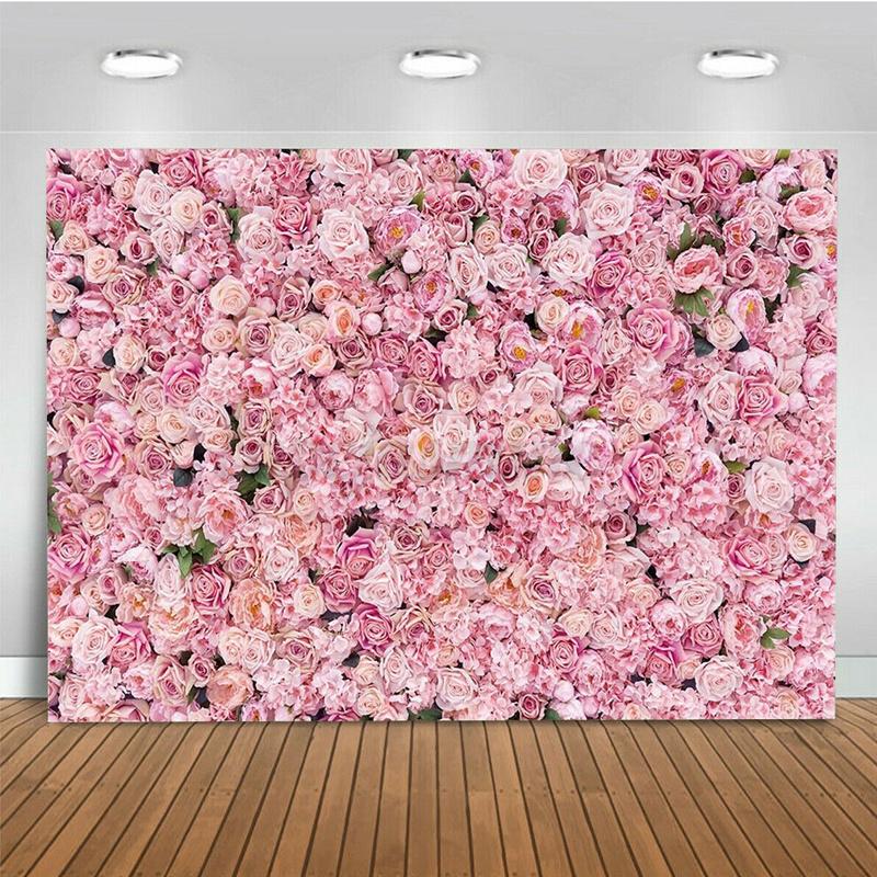 Pink Rose Flower Wall Backdrops Wedding Birthday Floral Theme Party Background