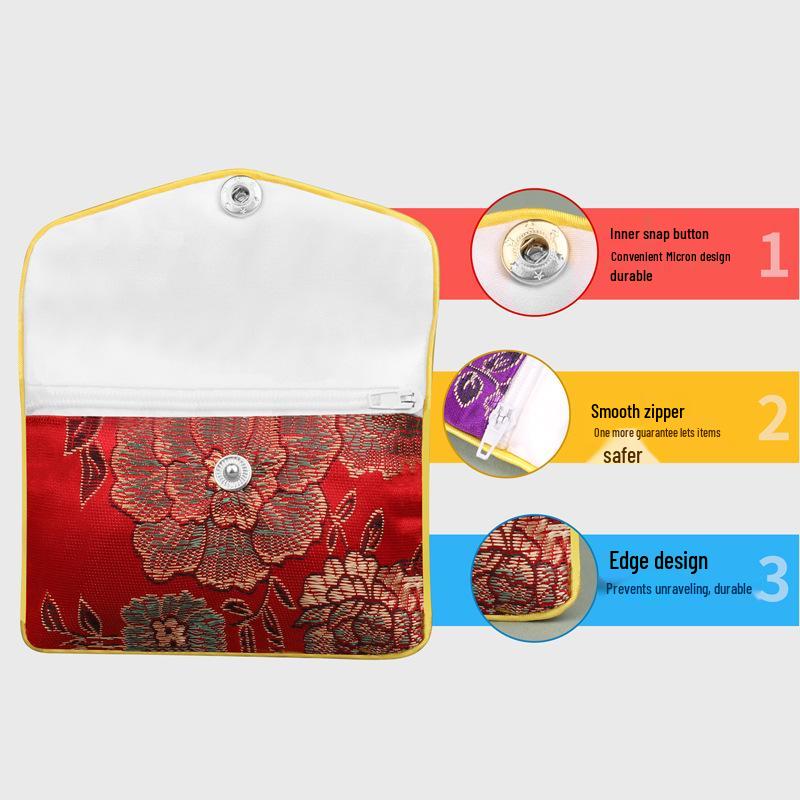 Brocade Zipper Jewelry Pouches and Boxes - Cloth Bracelet Bags for Jewelry Packaging