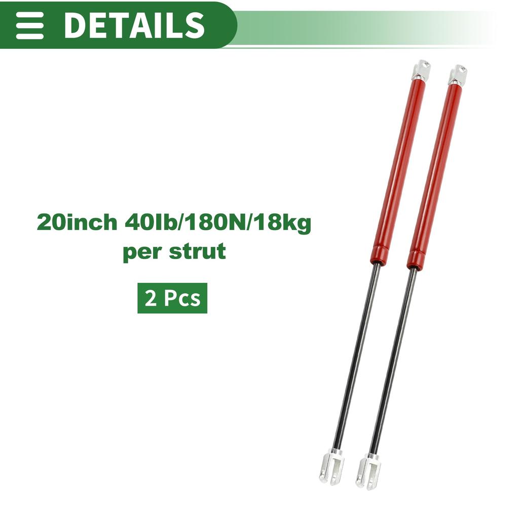 Motoforti Universal Lift Support Strut Gas Springs 20"/500mm 40lb/180N/18kg Metal Red, 2 Pieces