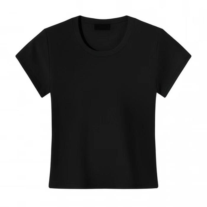 Short-sleeved CottonT-shirt 2026 Summer Simple Casual Slim New Plain Round-neck Pullover Basic Style Tops Women's Clothing