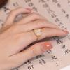 Chinese Mochizuki Jade Rabbit Ring Female Douyin High Sense Versatile Imitation Jade Open Index Finger Ring Girlfriend Gift