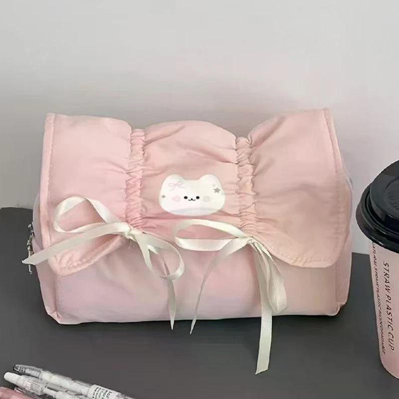 Large-Capacity Cute Bow Pencil Bag Student Pen Pouch Stationery Storage Case School Supplies