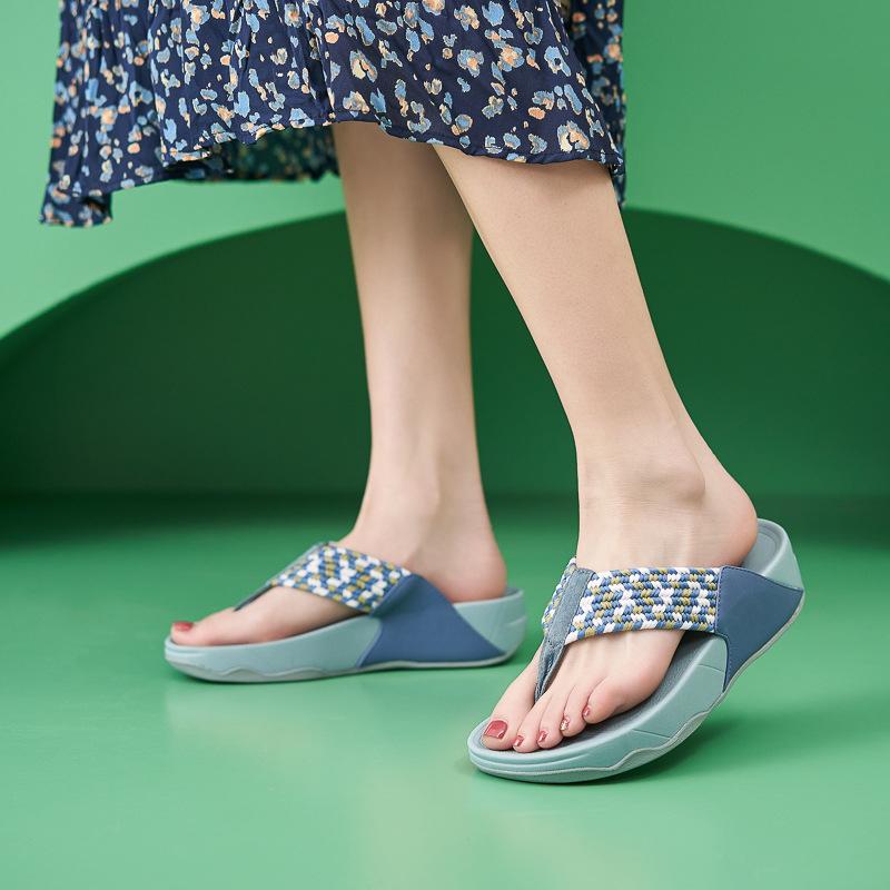 2025 Summer New Sandals For Women Light Sports Style Comfortable Rubber Large-Sized Thick-Soled Slippers Breathable Slope Heel