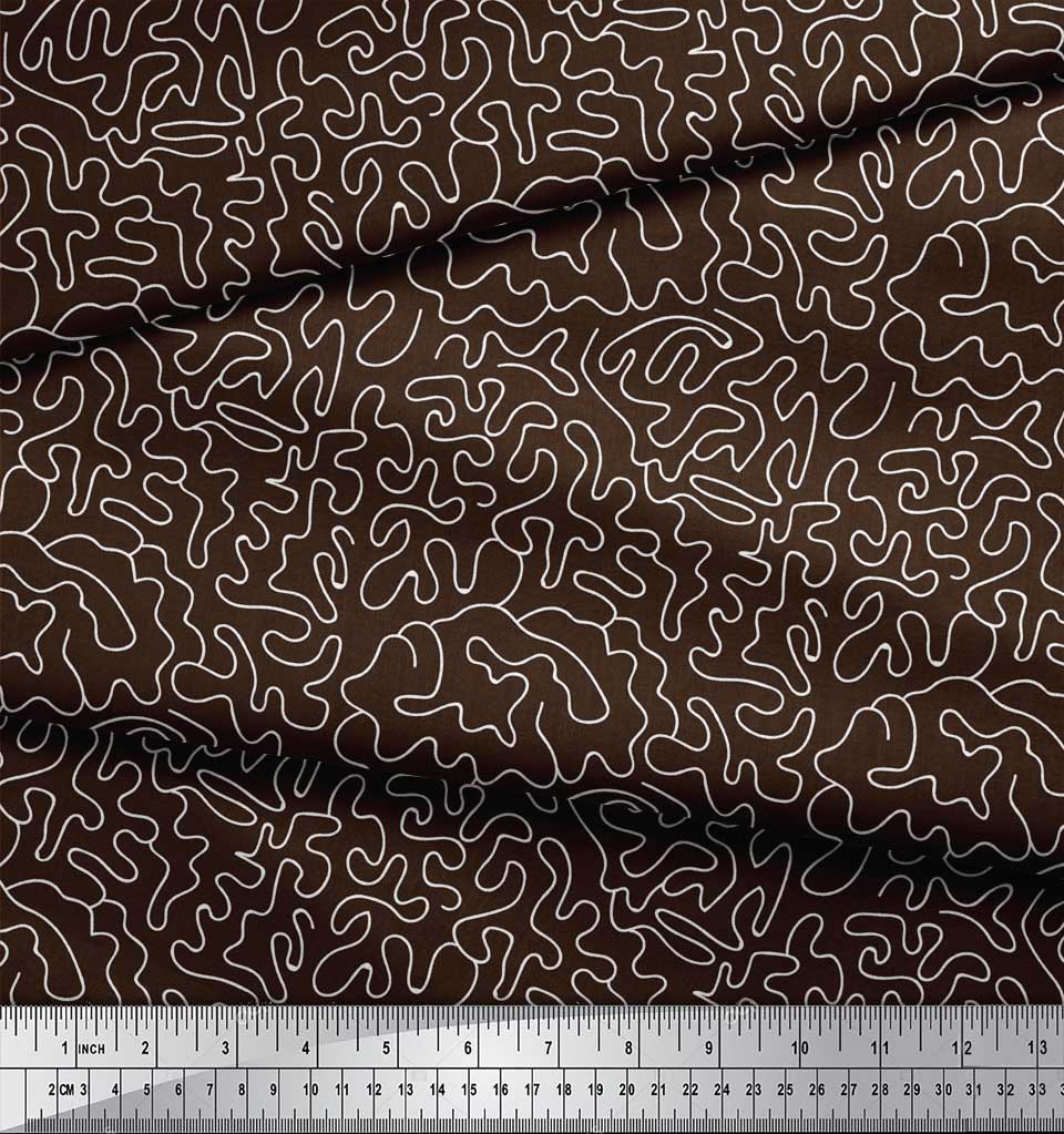 Soimoi Material Satin Crep Maro Japonia Abstracte Abstract Decor Material Imprimat metru 42 Inch