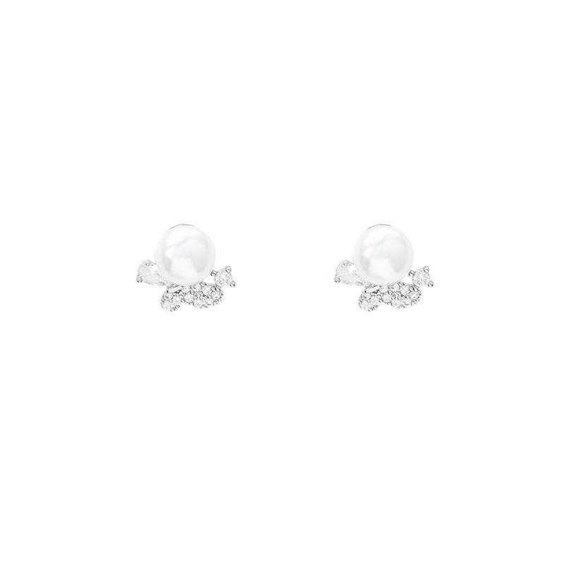 French sweet micro-zircon pearl stud earrings women's niche temperament earrings unique earrings
