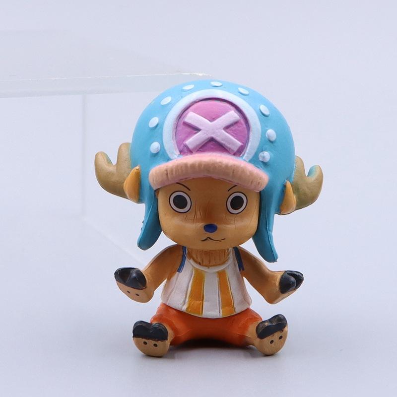6Pcs/Set Anime One Piece Q Version Sitting Position Action Figure Ace Chopper Sanji Sabo Decoration Doll Model Toys Gift