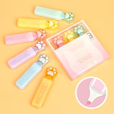 1/6 Adet Kawaii Kedi Pençesi Pastel Renkli Fosforlu Kalemler Çizim Grafiti Sanat Markörleri Floresan Kalem Sevimli Kırtasiye Okul Malzemeleri