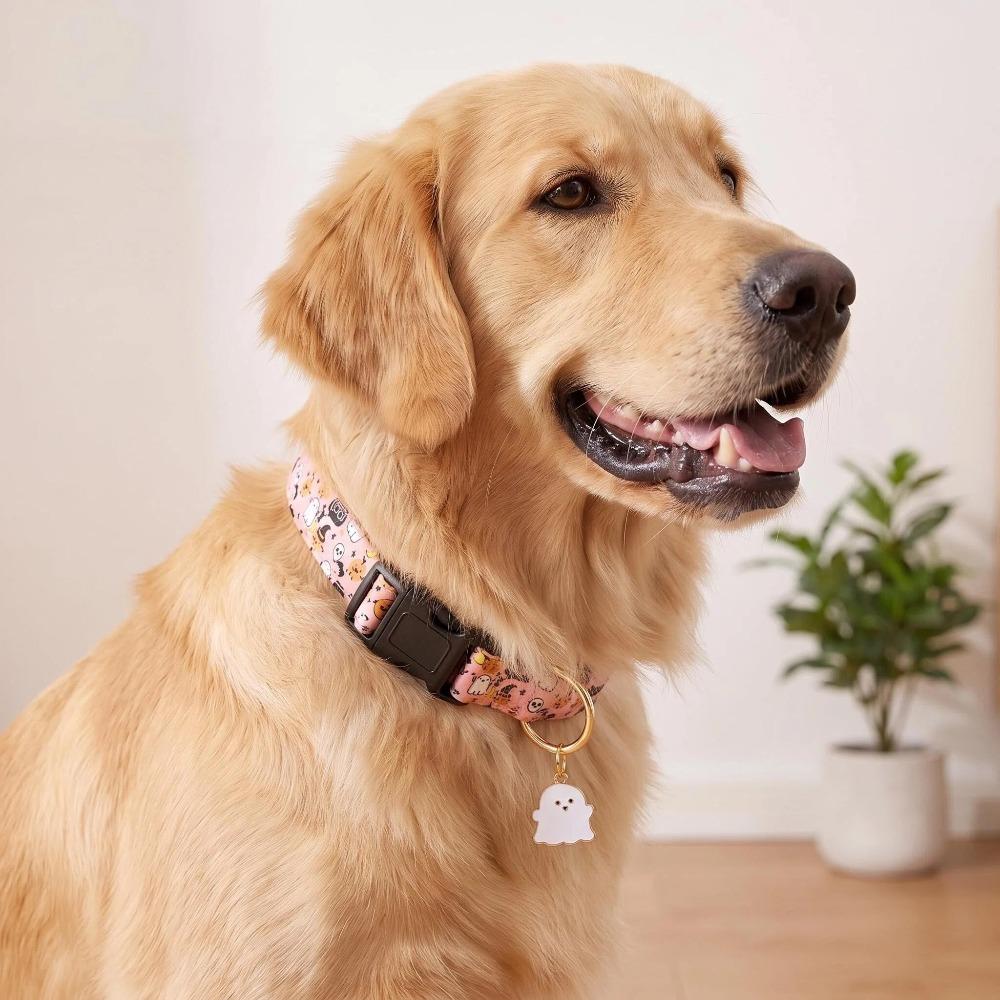 Halloween Dog Collar for Small Medium Large Dogs Fashionable Cute Collar for Dogs Pink Cotton Dog Collar Spectre Pumpkin Pattern