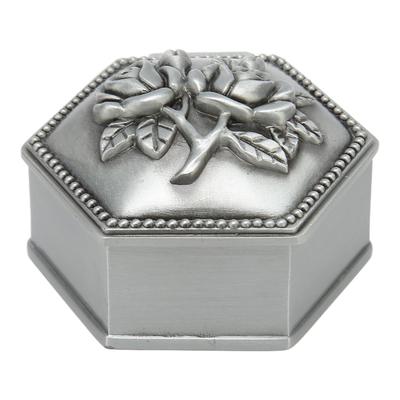 Rose Metal Jewelry Box Zinc Alloy Trinket Box Vintage Sexangle Jewelry Storage Box for Rings