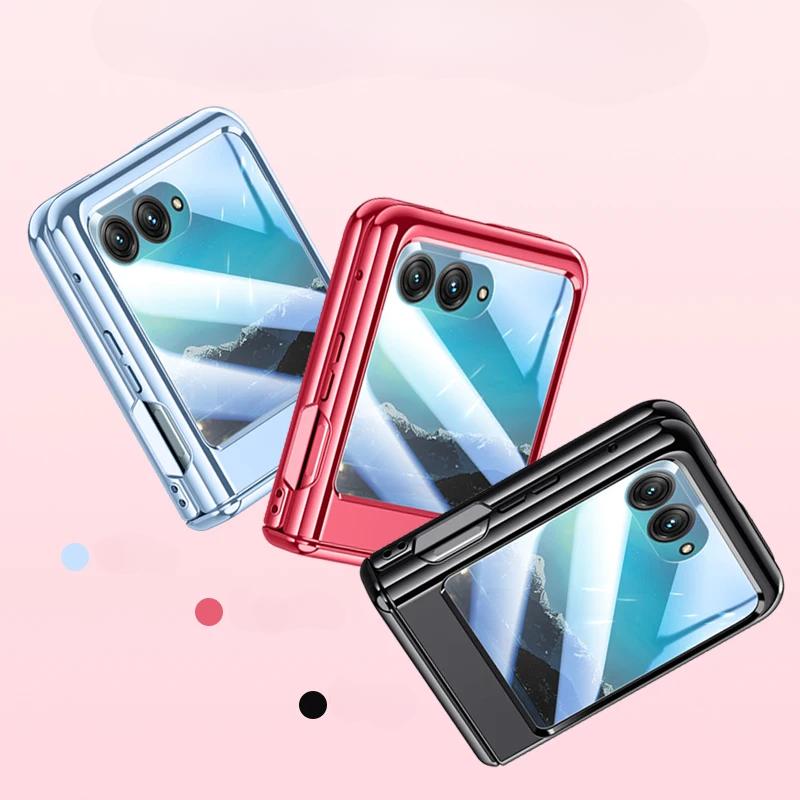 Transparente, galvanisierte, klappbare Scharnierspiegelfolie für Motorola Razr 40 Ultra-Hülle, All-Inclusive-Schutz, stoßfeste Hartabdeckung