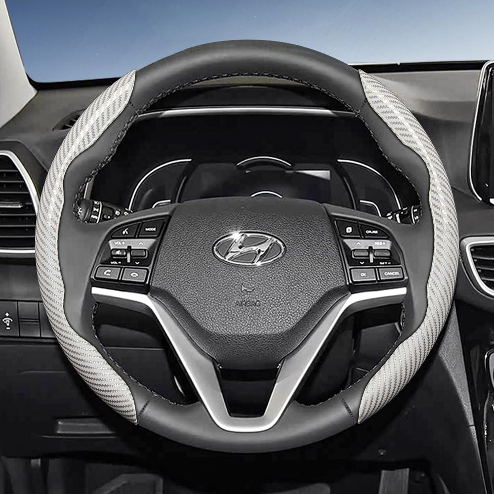 Suitable for Hyundai Carbon Fiber Texture Steering Wheel Cover with Segmented Quick-Release Design, Durable, for Tucson Elantra Avante I30 Sedan
