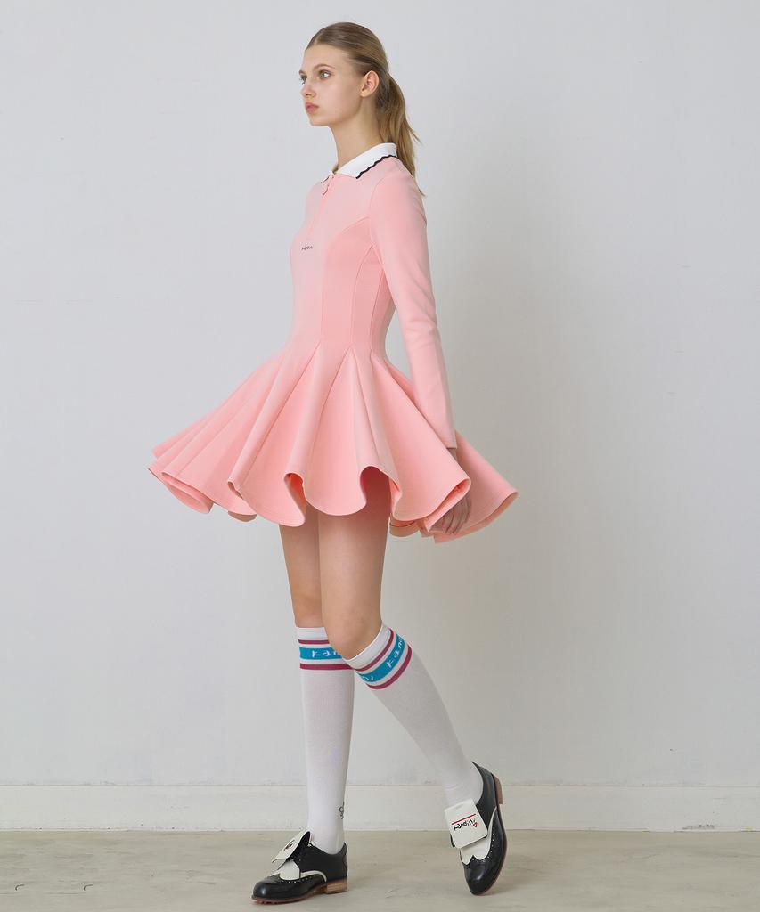 Candini Pink Zip-Up Flare Dress
