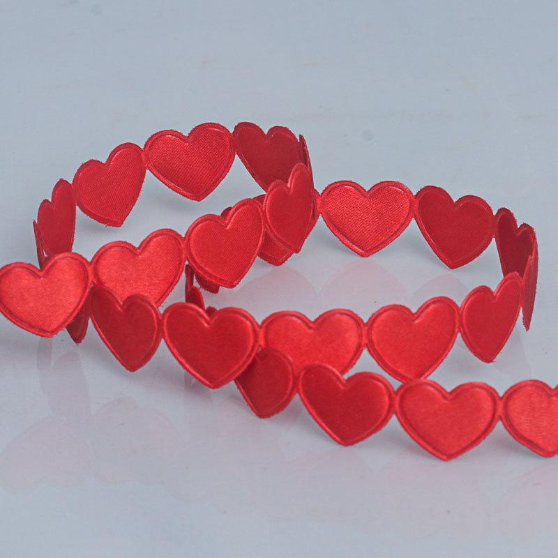 Elegant 1.5cm Heart Polyester Ribbon Flower Ribbon Decorative Materials Peach Heart Ribbon Accessories Gift Boxes Packaging Ribbons Home Decoration