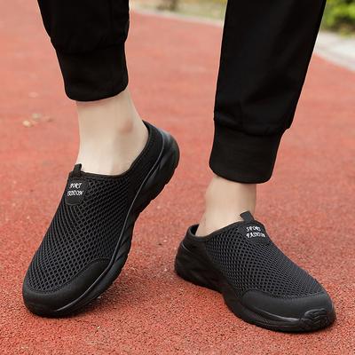 Men's Summer Mesh Shoes Breathable Driving Casual Shoes Lazy Slip-on Baotou Sandals Light Mules Fashion Shoes Men's Casual Sneakers