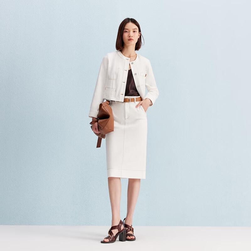 Vero Moda Hoge Taille Midi Rok met Split en Contrast Riem