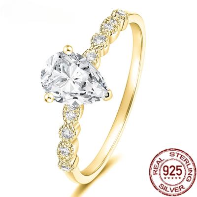 New Style 925 Sterling Silver Teardrop Engagement Rings for Women Sparkling Zircon Wedding Bands Fine Jewelry Gift