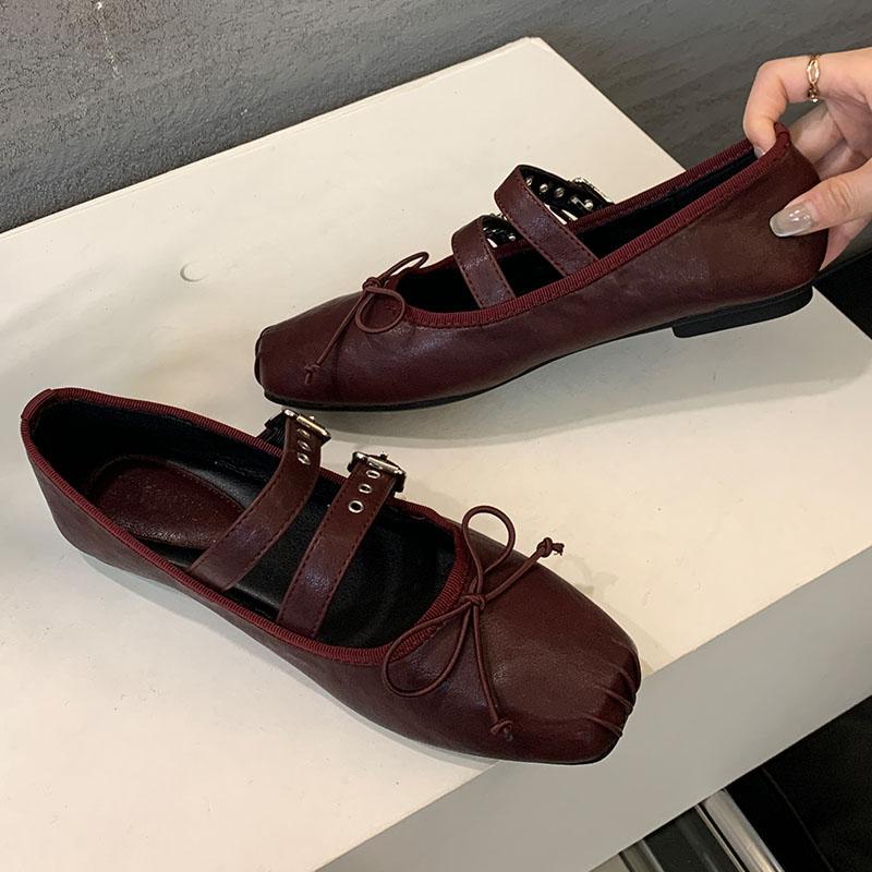 Mode Schuhe Schleife Damen Ballerinas Mit Schuhen Luxus Damen Flache Mode Schnallenriemen Damen Ballerinas Mary Janes Schuhe