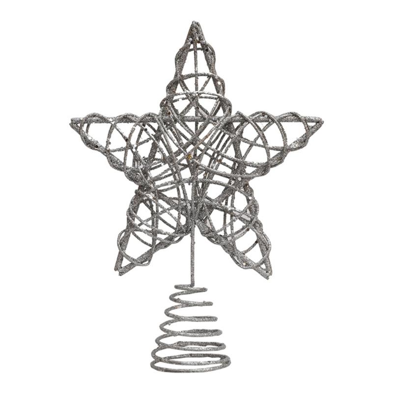 Festival Small Christmas Star Tree Toppers Star Christmas Tree Toppers Iron Crafted Festival Tree Accessory серебряный