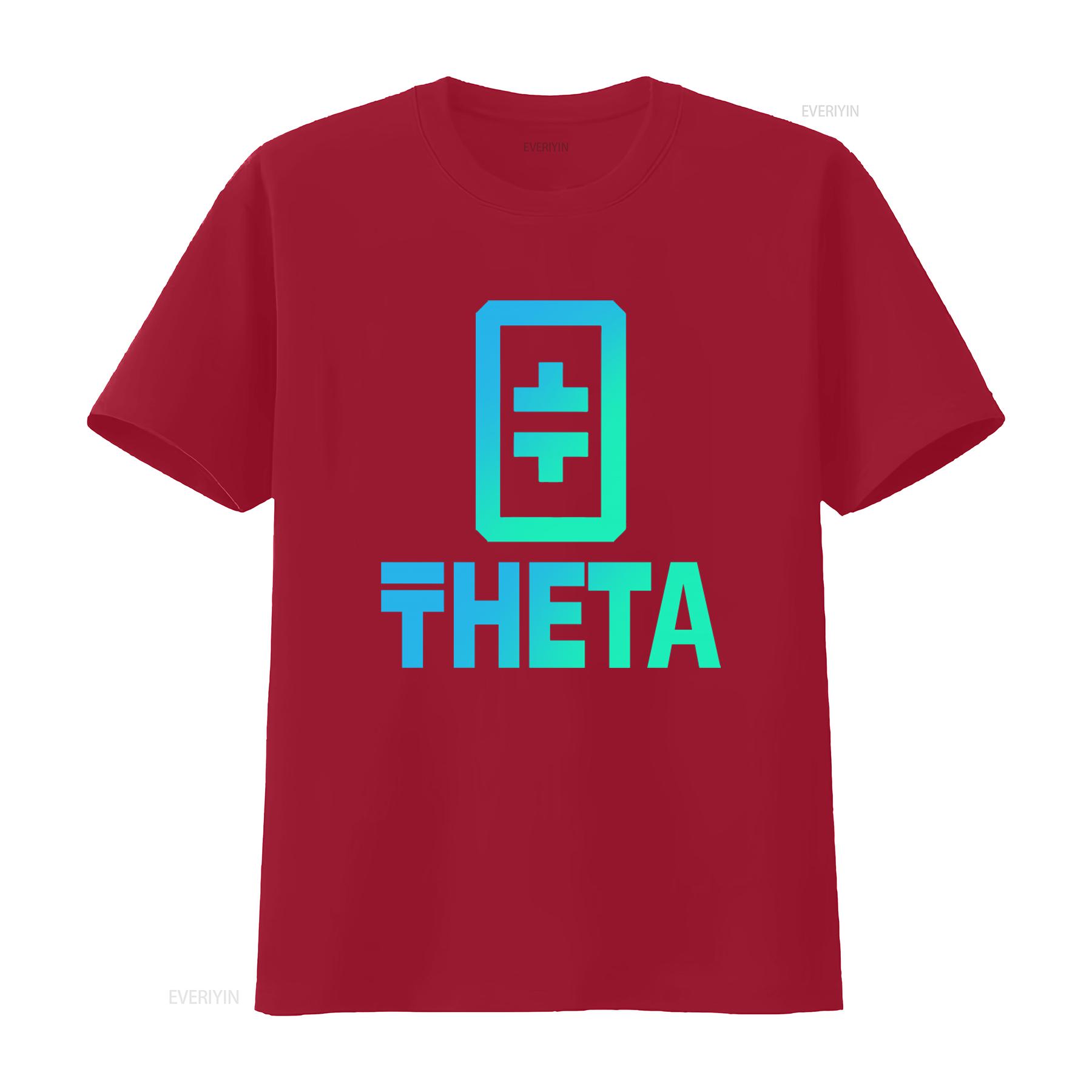 Theta Crypto Token Coin Print T Shirt Fashion vintage Washed Soft Stretched streetwear Casual homme Comfortable graphic S