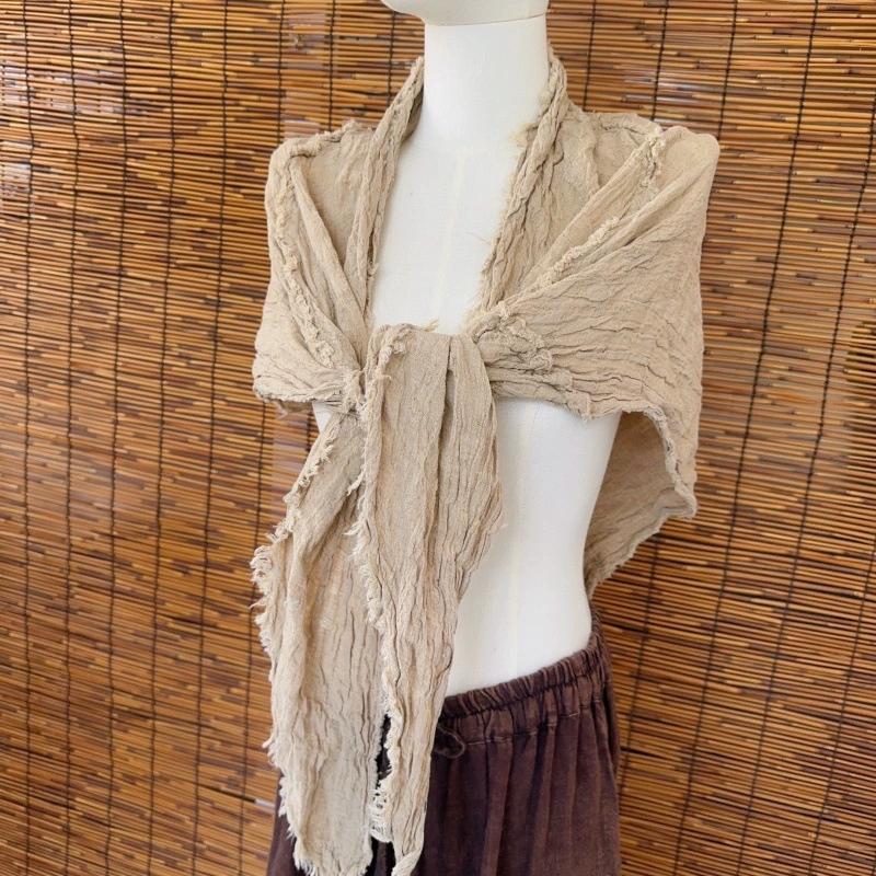 Japanese Style Large Cotton Linen Triangular Scarf Vintage Stole Versatile Artistic Headscarf Hijabs