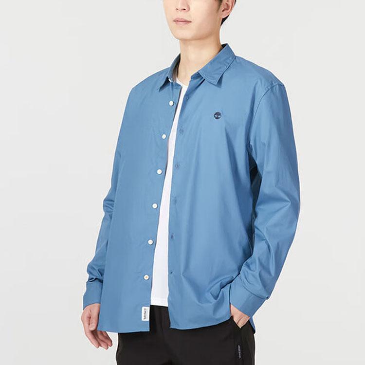 Timberland Ležérní jednobarevná prodyšná košile s dlouhým rukávem pánská košile námořnická modrá A62XH-DJ5