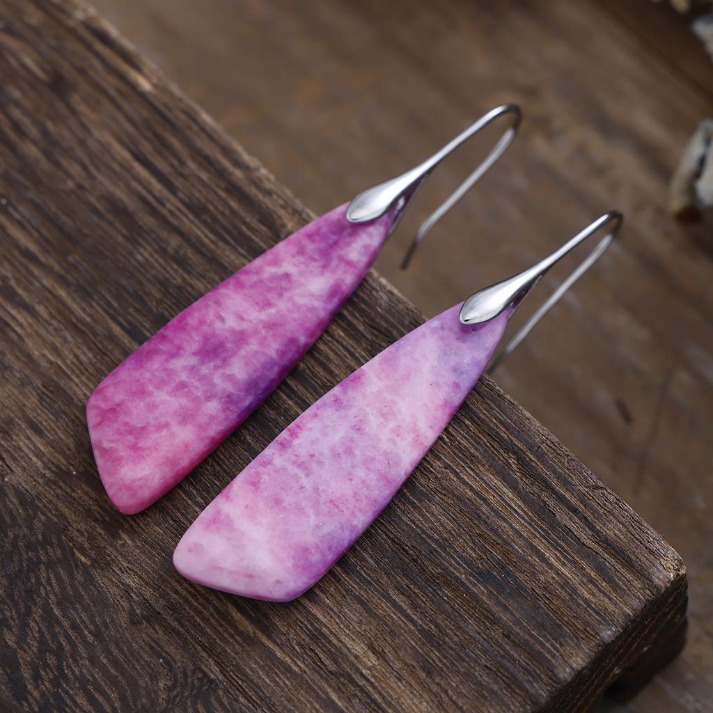 Luxury New Bohemian Natural Stone Knife Pendant Earrings European and American Popular Ins Jewelry Jewelry