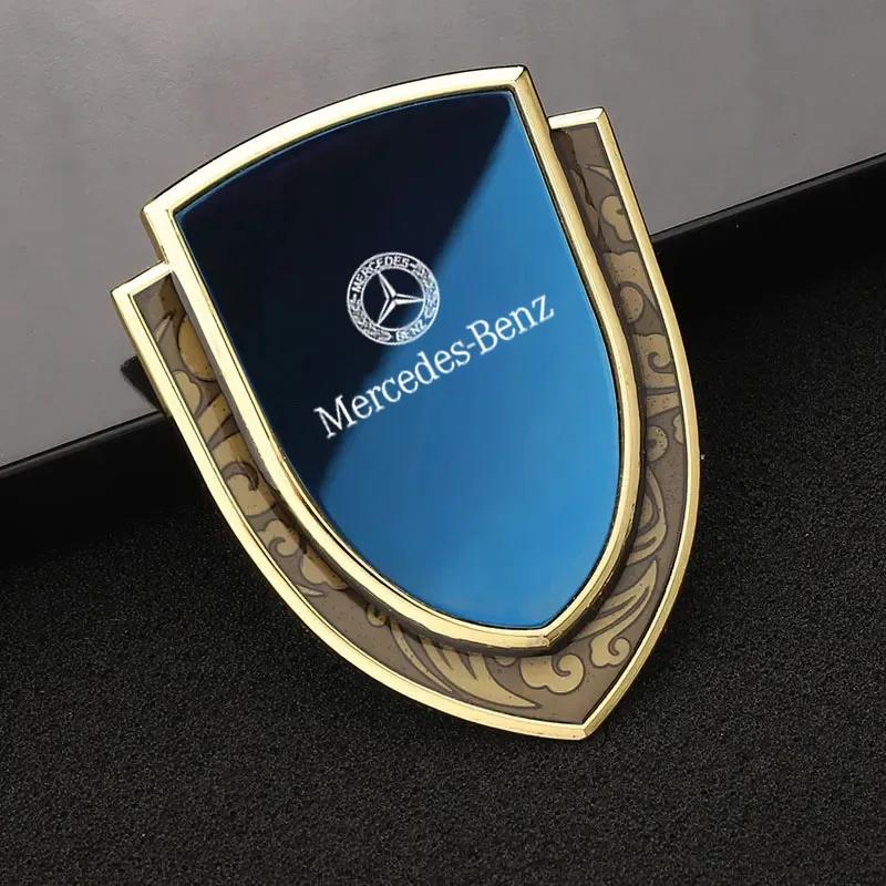 For  Mercedes Benz W124 W203 W204 CLA CLS SL SLC SLK A B C E S CLASS 3D Metal Car Side Fender Sticker Shield Badge Emblem Logo
