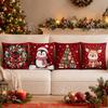 Set aus 4 Weiße Bären Leuchtturm Winter Pfirsichhaut Kissenbezug 2D Flach Gedruckt Sofakissenhülle Wohnzimmer Weihnachten