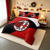 Design Set Lenzuola Logo AC Milan Rosso Nero. Set biancheria da letto (1 copripiumino, 2 federe, piumino non incluso).