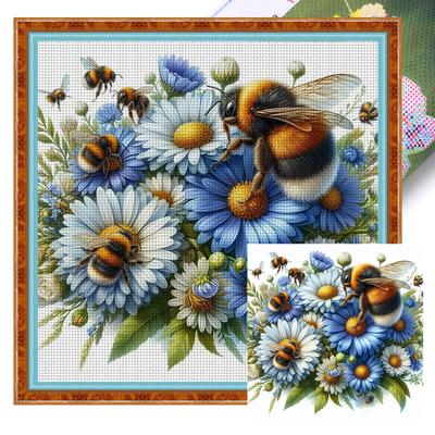 Full Embroidery Cotton Thread 11CT Printed Flower Cross Stitch Kit Art