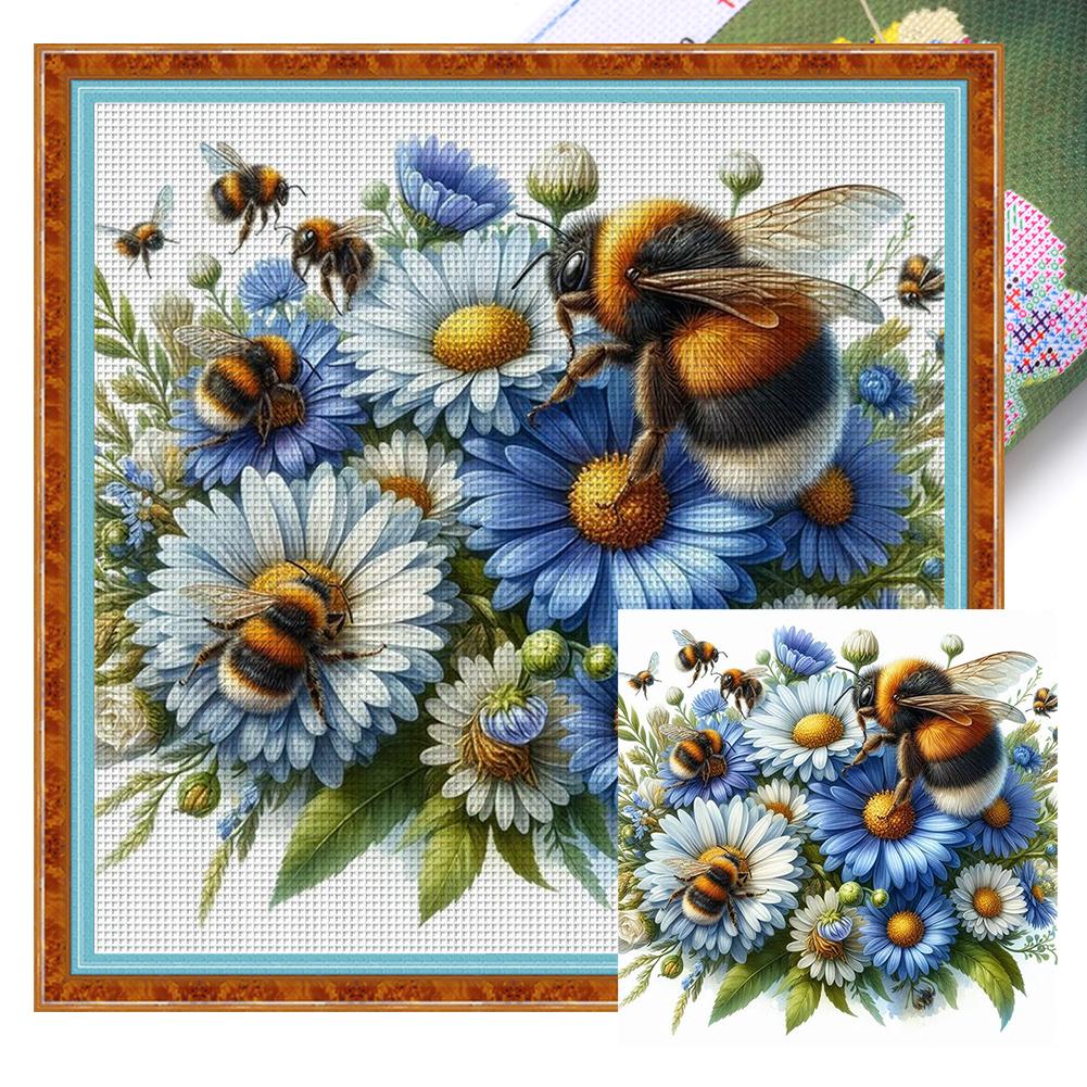 Full Embroidery cotton Thread 11CT Printed Flower Cross Stitch Kit Art