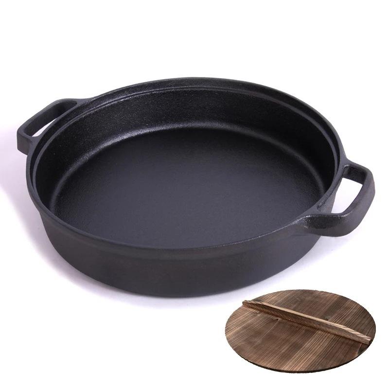 Cast iron amphora pan wholesale household uncoated pancake water frying bag frying pan universal vintage pig iron non-stick pan