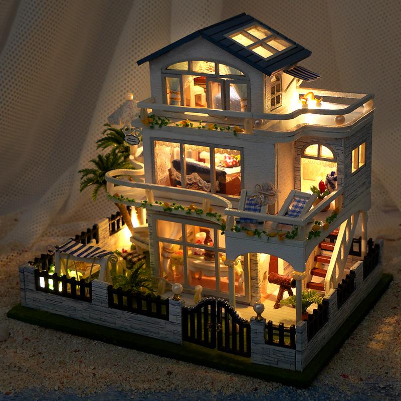 Wooden Miniature Doll House 3D Puzzle Mini DIY Kit Production and Assembly of Room Toys Home Bedroom Decoration For Kids Gifts