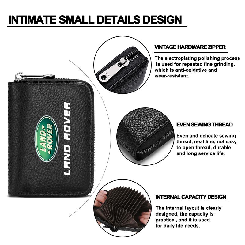 Genuine Leather Car Driver's License, ID Card, Bank Card Wallet for Land Rover Range Rover Defender Freelander Discovery 1 2 3 Evoque Rover L322 L405