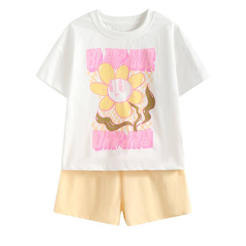 Cute Girl Summer Outfit Set With Cotton Fabric For Ages 3 To 8 Years