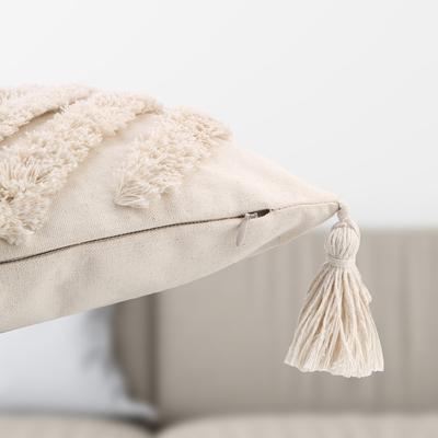 Sofa Living Room Decoration Home Decor Boho  Pillowcase With Tassels Beige Tassels Cushion Cover Handmade Woven Pillowcase