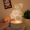Creative 3D visual light with heart-shaped bear design, suitable for bedrooms, birthday gifts, Christmas decorations, etc.