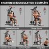 Weight Training Station, Free Weights, Removable Bench, 136 x 107 x 205 cm, Black Red