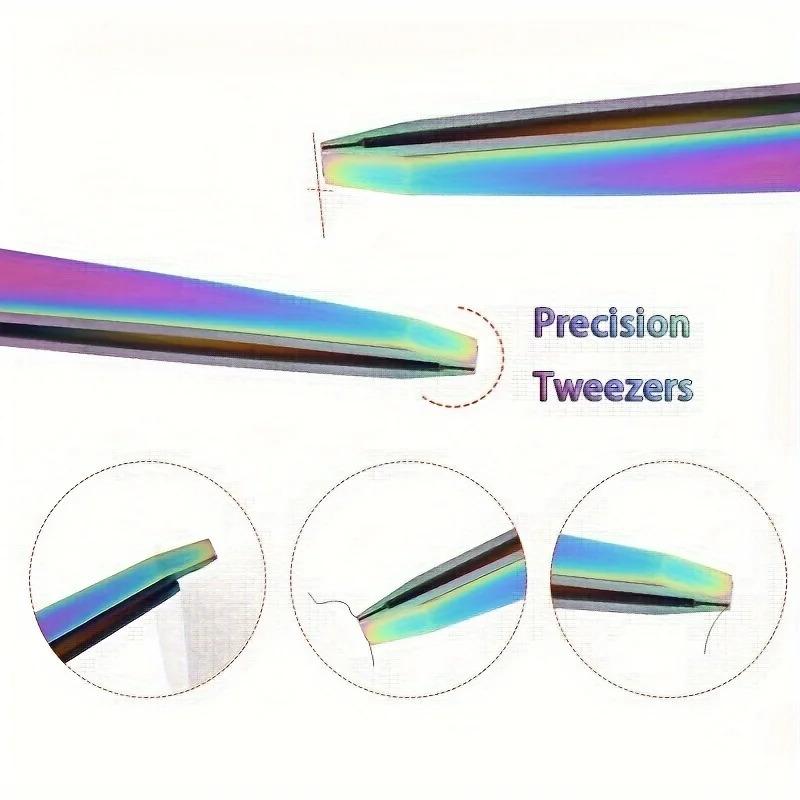 Stainless Steel Colorful Precision Eyebrow Tweezers - Professional Hair Plucking & Trimming Tool for Perfect Brow Shaping