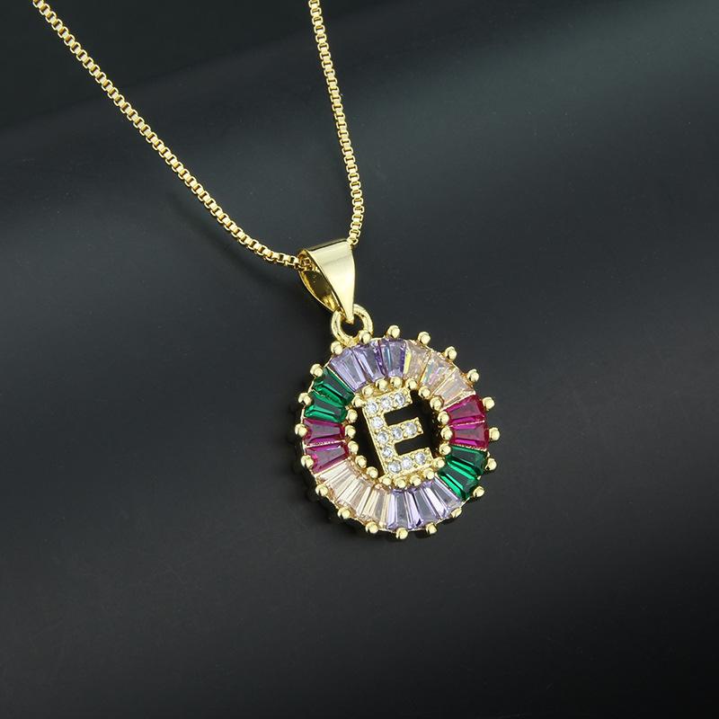 European and American simple 26 letter necklace directly from the manufacturer color zirconium English temperament pendant necklace wholesale