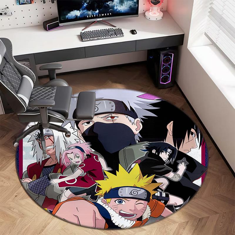 Famous Cartoon NARUTO Protagonist Uzumaki Naruto Round Carpet Soft Home Decoration Anti-slip Door Mat Outdoor Picnic Mat Carpet M7