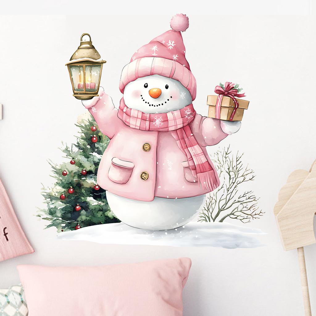 Christmas Cartoon Cute Snowman Christmas Tree Festival Party Window Decoration Wall Stickers