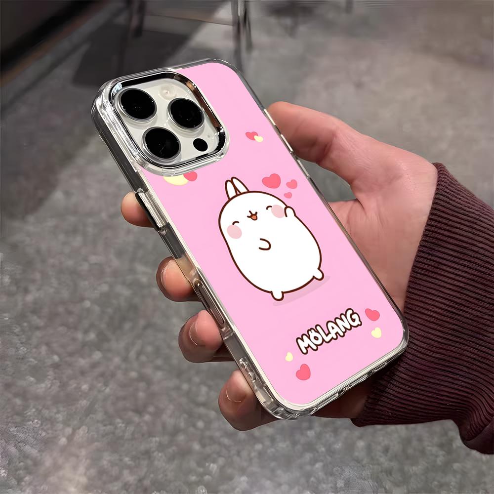 Cartoon M-Molang Phone Case For IPhone 17 Air 16 E 15 14 13 12 11 Plus Pro Max Electroplated Transparent Soft Shell
