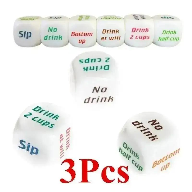 3Pcs New Funny Drinking Sip Dice Roll Decider Die Game Party Bar Club Pub Gift Toy Entertainment Games Drink And Shake The Dice