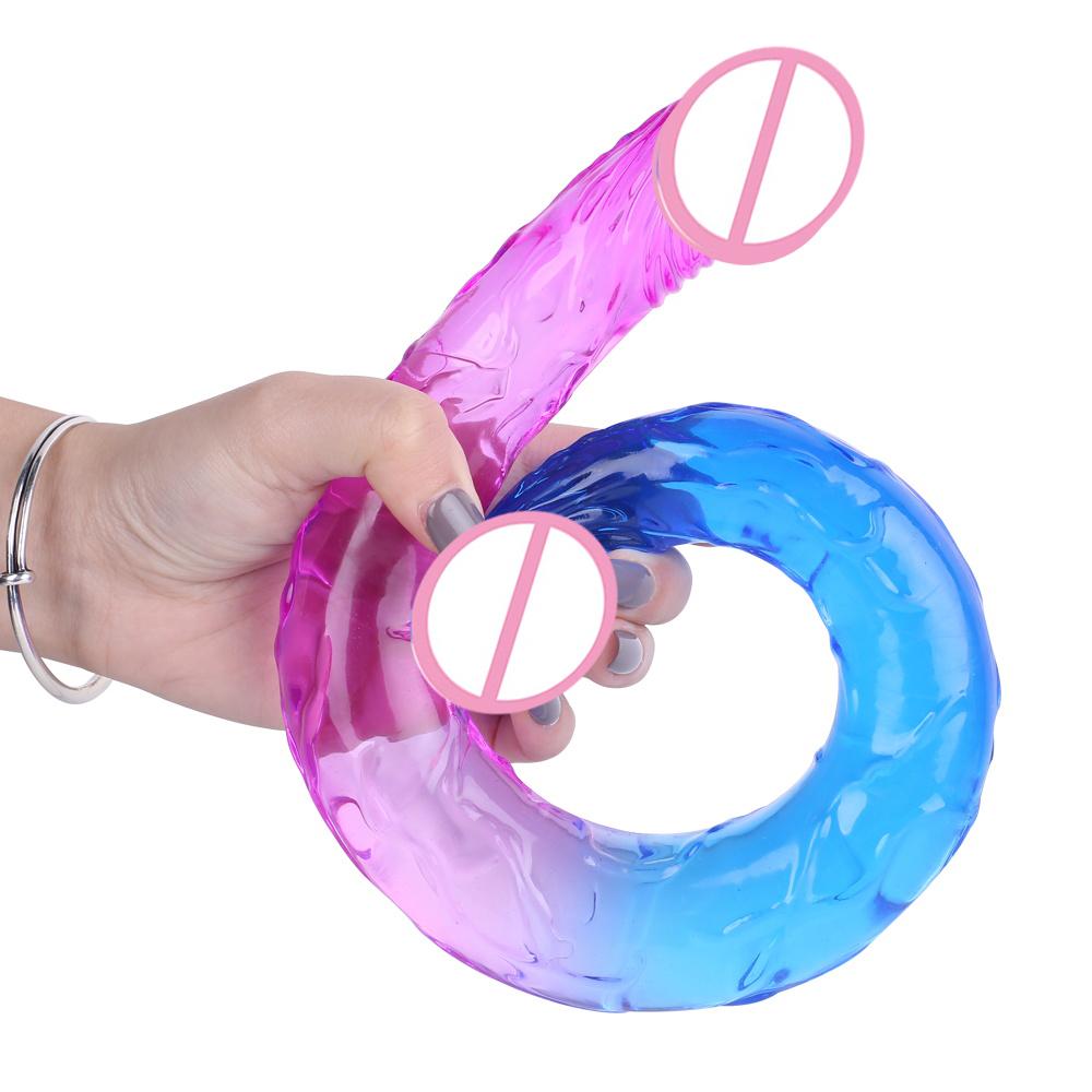 Double Ended Realistic Dildo Flexible Long Dong for Anal Play G-spot Stimulator Sex Toys for Women Couple