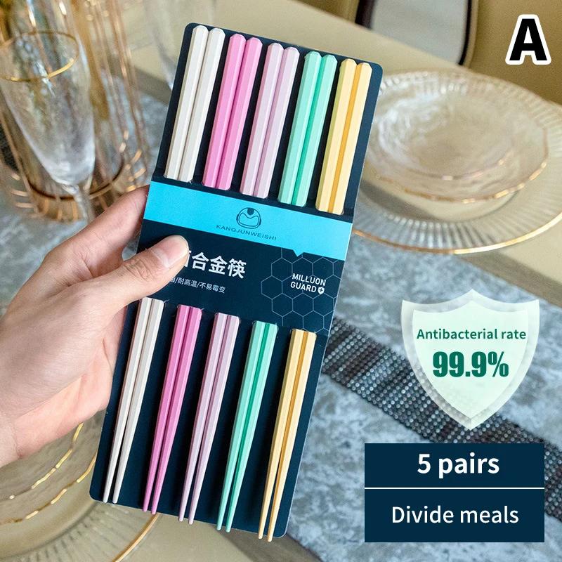 Chopsticks Set Chinese Chopsticks Reusable Mixed Color Chopstick Sushi Noodle Sticks Household Kitchen Tools Party Supplies