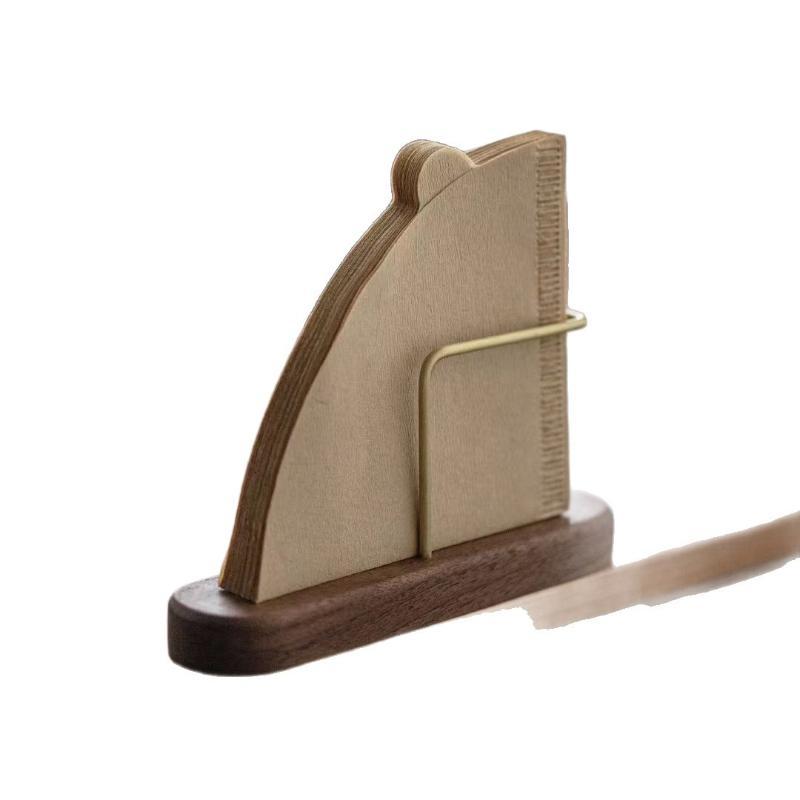 Walnut Color Coffee Filter Holder Stand Paper Storage For Coffee Filters